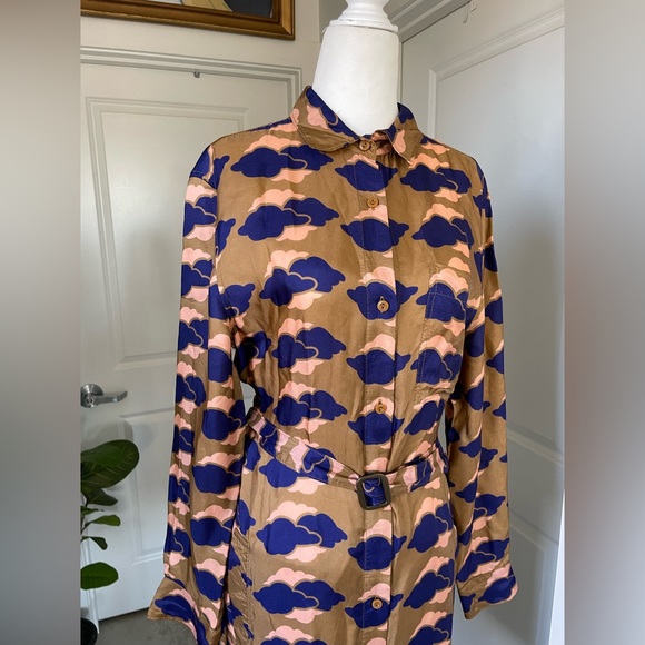 ACNE Studios Alloy Cloud Print silk dress button down with pockets! Size M - Picture 3 of 16